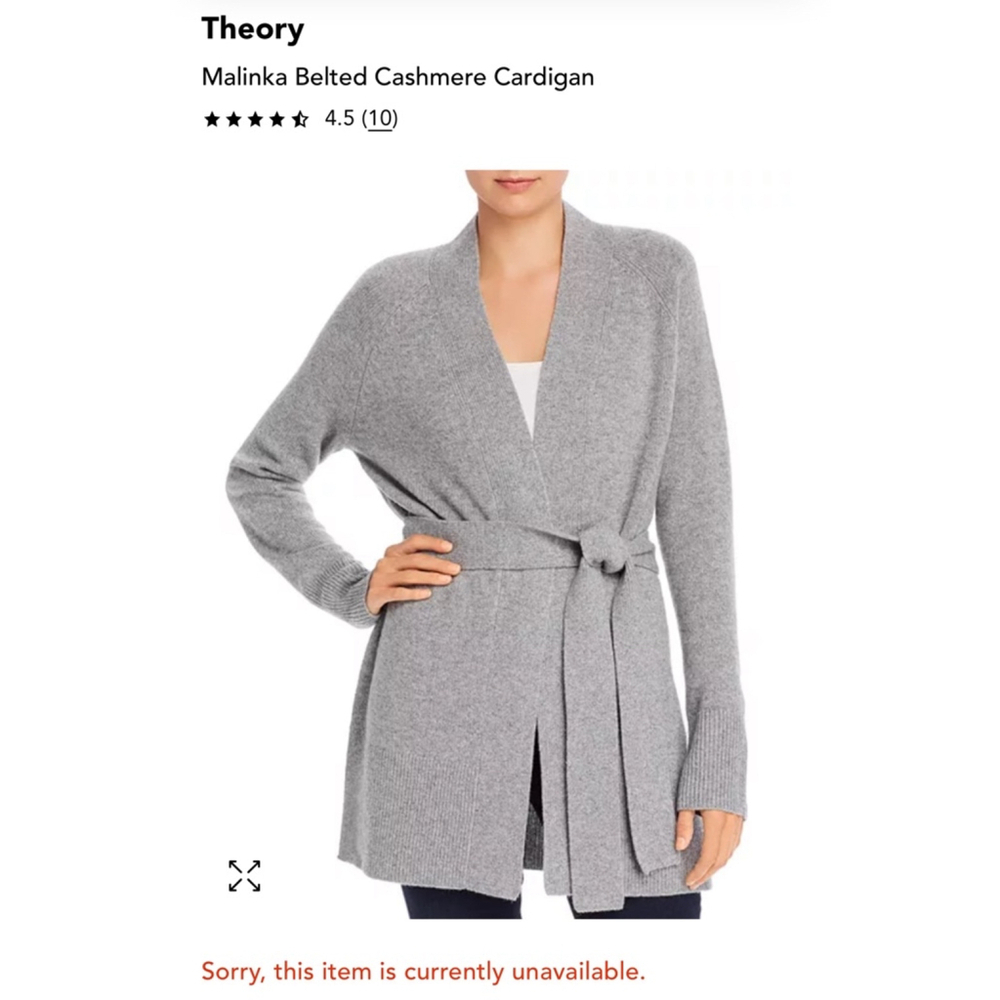 New Theory Gray Malinka 100% Cashmere Cardigan Size M